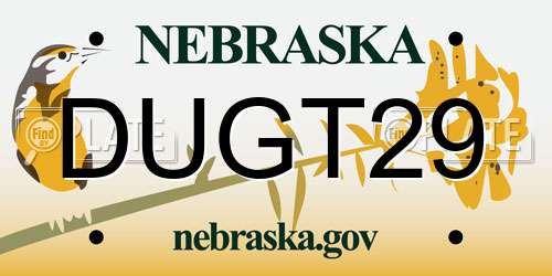 DUGT29 Nebraska License Plate