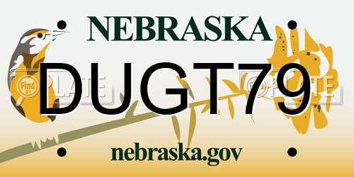 DUGT79 Nebraska License Plate