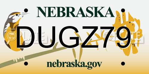 DUGZ79 Nebraska License Plate