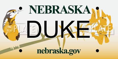 DUKE Nebraska License Plate