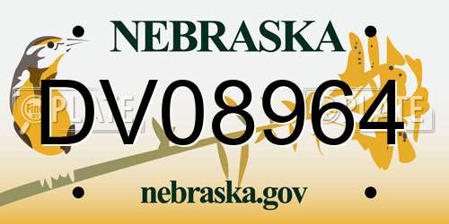 DV08964 Nebraska License Plate