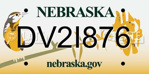 DV2I876 Nebraska License Plate
