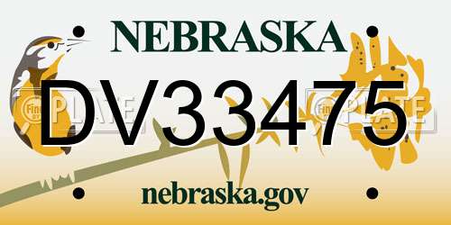DV33475 Nebraska License Plate