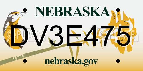 DV3E475 Nebraska License Plate