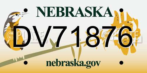 DV71876 Nebraska License Plate
