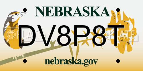 DV8P8T Nebraska License Plate