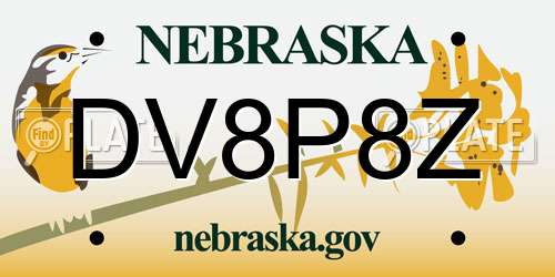 DV8P8Z Nebraska License Plate