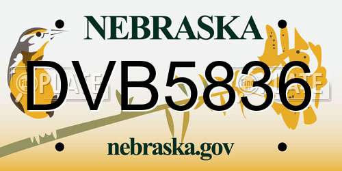 DVB5836 Nebraska License Plate