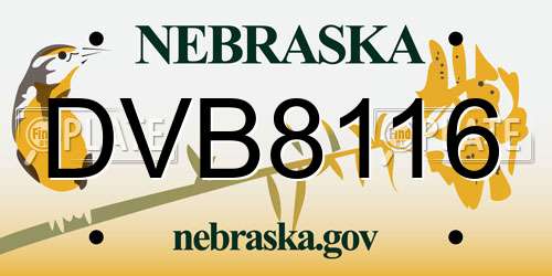 DVB8116 Nebraska License Plate