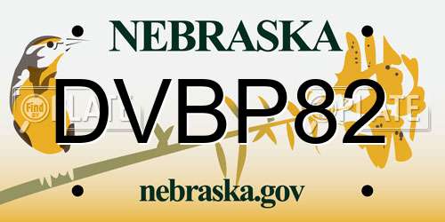 DVBP82 Nebraska License Plate
