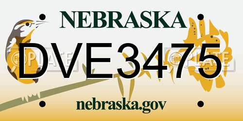 DVE3475 Nebraska License Plate