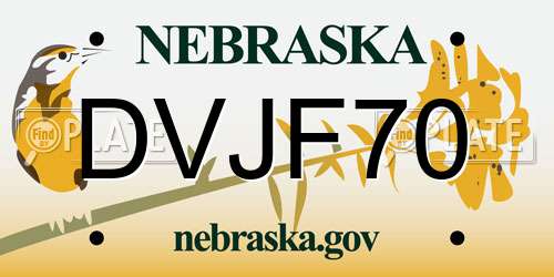 DVJF70 Nebraska License Plate