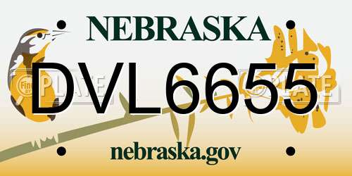DVL6655 Nebraska License Plate