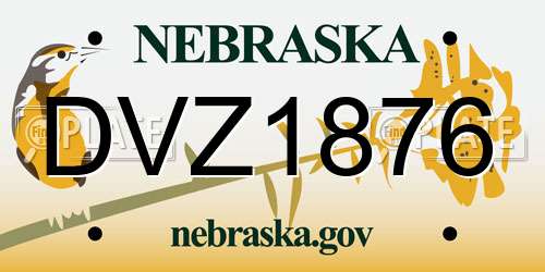 DVZ1876 Nebraska License Plate