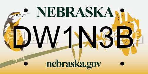 DW1N3B Nebraska License Plate