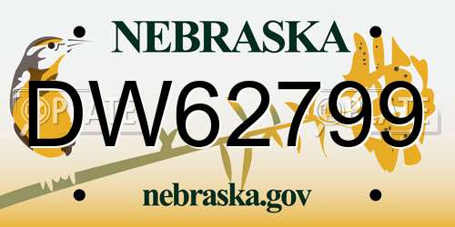 DW62799 Nebraska License Plate