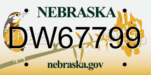 DW67799 Nebraska License Plate