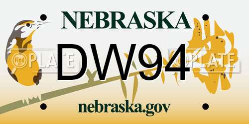 DW94 Nebraska License Plate