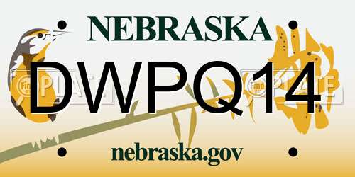 DWPQ14 Nebraska License Plate