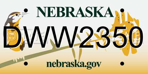 DWW2350 Nebraska License Plate
