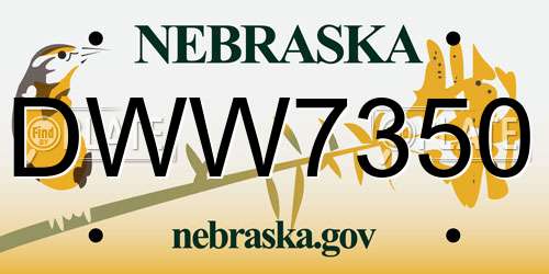 DWW7350 Nebraska License Plate