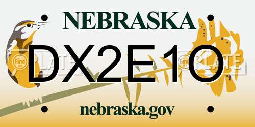 DX2E1O Nebraska License Plate