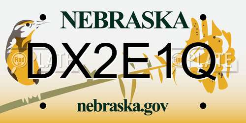 DX2E1Q Nebraska License Plate