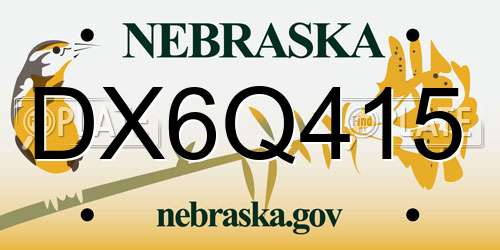 DX6Q415 Nebraska License Plate