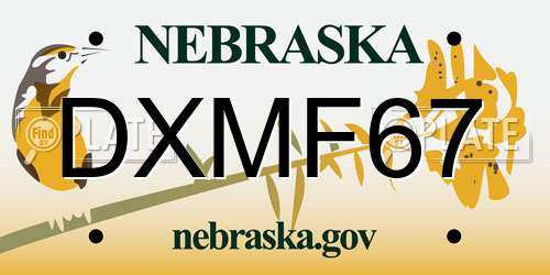 DXMF67 Nebraska License Plate