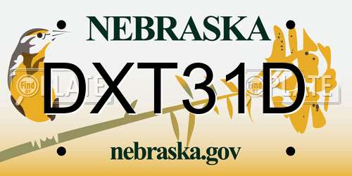 DXT31D Nebraska License Plate