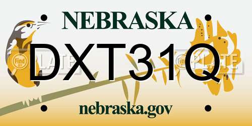 DXT31Q Nebraska License Plate