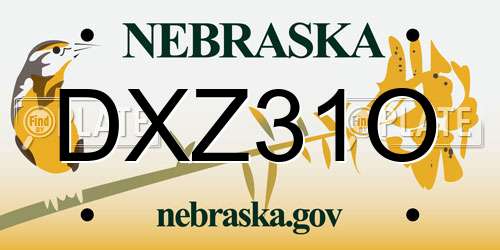 DXZ31O Nebraska License Plate