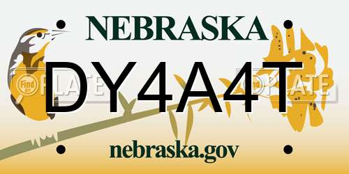 DY4A4T Nebraska License Plate