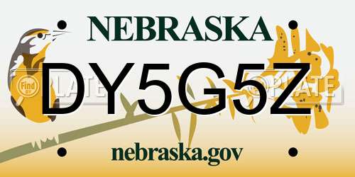 DY5G5Z Nebraska License Plate