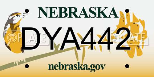 DYA442 Nebraska License Plate