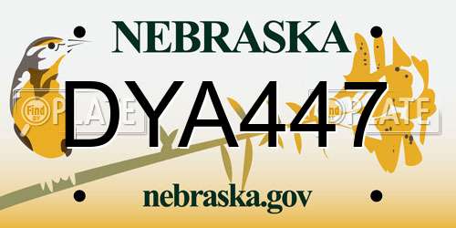 DYA447 Nebraska License Plate