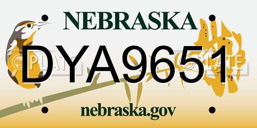 DYA9651 Nebraska License Plate