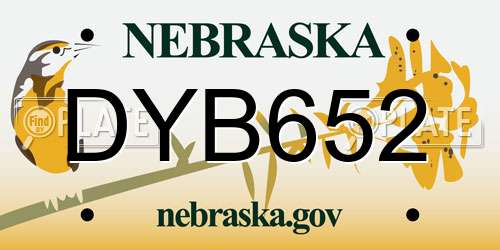 DYB652 Nebraska License Plate