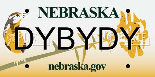 DYBYDY Nebraska License Plate