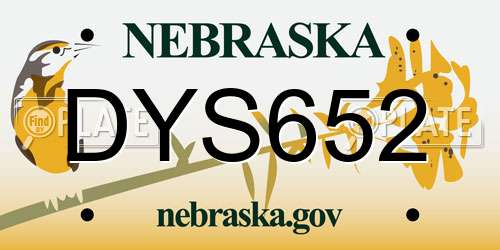 DYS652 Nebraska License Plate
