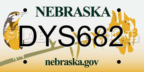 DYS682 Nebraska License Plate