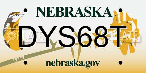 DYS68T Nebraska License Plate