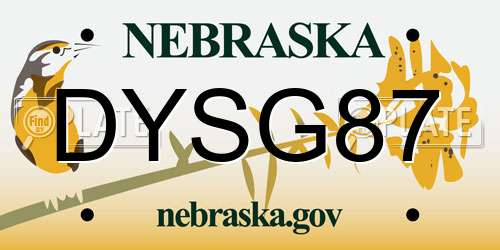 DYSG87 Nebraska License Plate