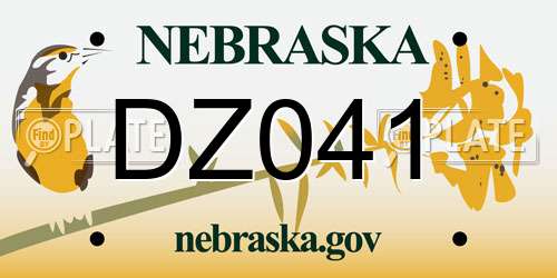 DZ041 Nebraska License Plate