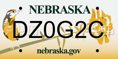DZ0G2C Nebraska License Plate
