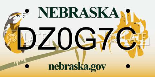 DZ0G7C Nebraska License Plate
