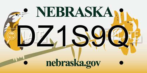 DZ1S9Q Nebraska License Plate