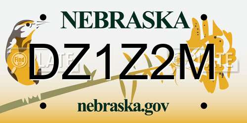 DZ1Z2M Nebraska License Plate