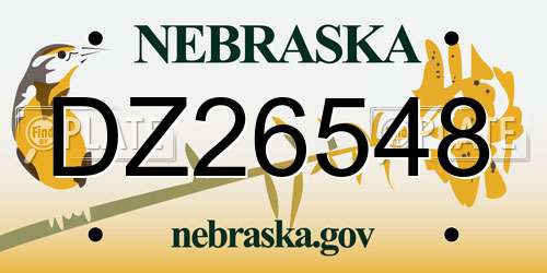 DZ26548 Nebraska License Plate