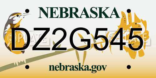 DZ2G545 Nebraska License Plate